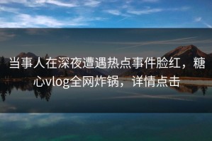 当事人在深夜遭遇热点事件脸红，糖心vlog全网炸锅，详情点击