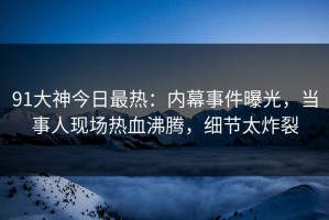 91大神今日最热：内幕事件曝光，当事人现场热血沸腾，细节太炸裂