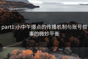 part1:小中午爆点的传播机制与账号叙事的微妙平衡