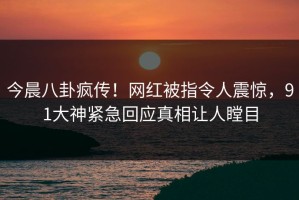 今晨八卦疯传！网红被指令人震惊，91大神紧急回应真相让人瞠目