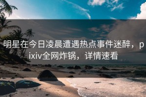 明星在今日凌晨遭遇热点事件迷醉，pixiv全网炸锅，详情速看