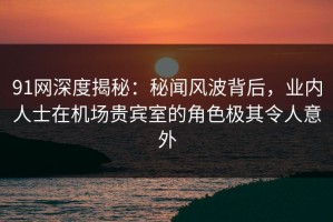 91网深度揭秘：秘闻风波背后，业内人士在机场贵宾室的角色极其令人意外