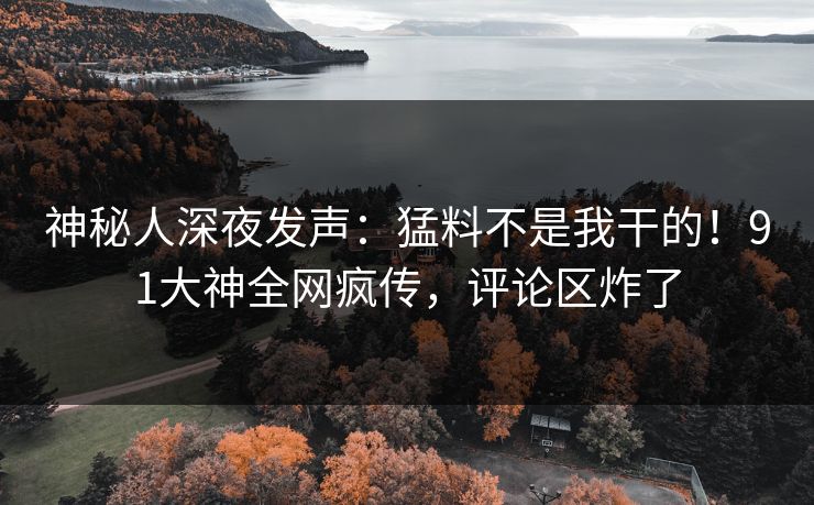 神秘人深夜发声：猛料不是我干的！91大神全网疯传，评论区炸了