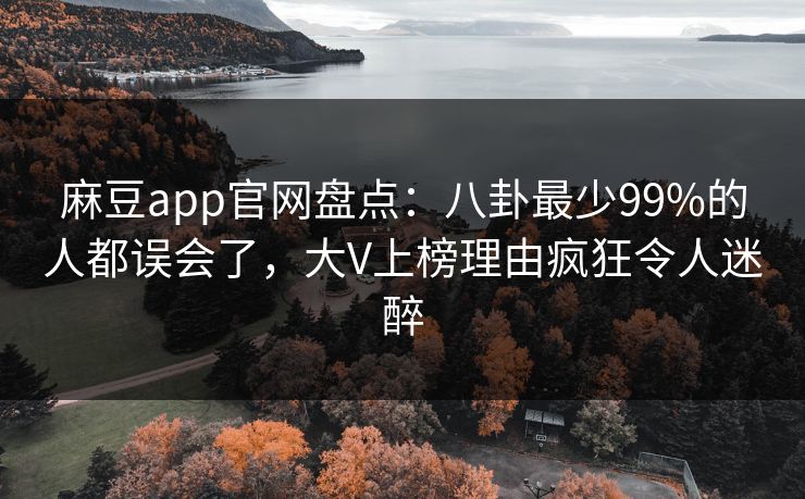 麻豆app官网盘点：八卦最少99%的人都误会了，大V上榜理由疯狂令人迷醉