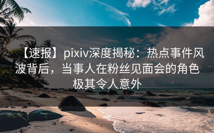 【速报】pixiv深度揭秘：热点事件风波背后，当事人在粉丝见面会的角色极其令人意外
