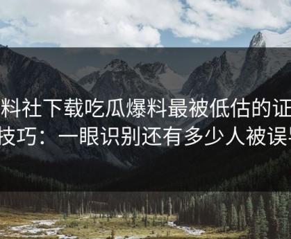 黑料社下载吃瓜爆料最被低估的证据链技巧：一眼识别还有多少人被误导？