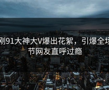 刚刚91大神大V爆出花絮，引爆全场细节网友直呼过瘾