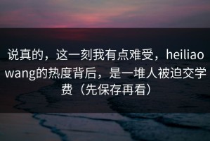 说真的，这一刻我有点难受，heiliaowang的热度背后，是一堆人被迫交学费（先保存再看）