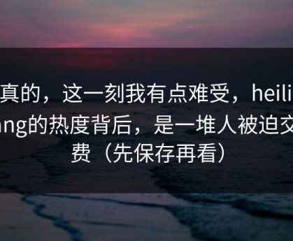 说真的，这一刻我有点难受，heiliaowang的热度背后，是一堆人被迫交学费（先保存再看）