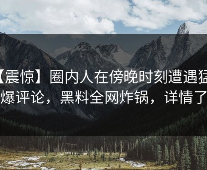 【震惊】圈内人在傍晚时刻遭遇猛料刷爆评论，黑料全网炸锅，详情了解