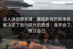 没人讲但很关键：蘑菇影视的脚本拆解决定了旅行碎片的质感｜我学会了放过自己