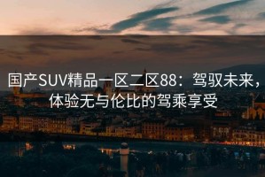 国产SUV精品一区二区88：驾驭未来，体验无与伦比的驾乘享受