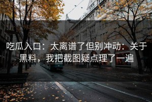 吃瓜入口：太离谱了但别冲动：关于黑料，我把截图疑点理了一遍