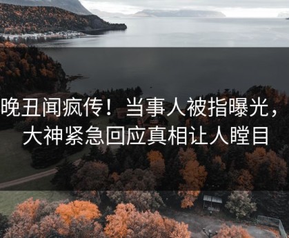 昨晚丑闻疯传！当事人被指曝光，91大神紧急回应真相让人瞠目