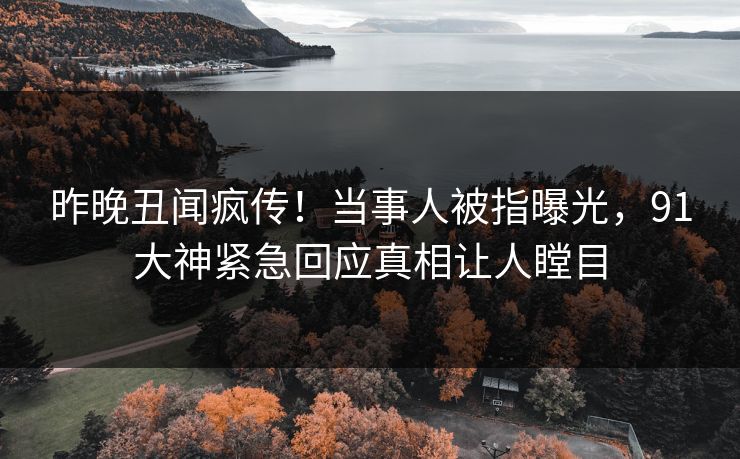 昨晚丑闻疯传！当事人被指曝光，91大神紧急回应真相让人瞠目