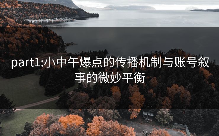 part1:小中午爆点的传播机制与账号叙事的微妙平衡