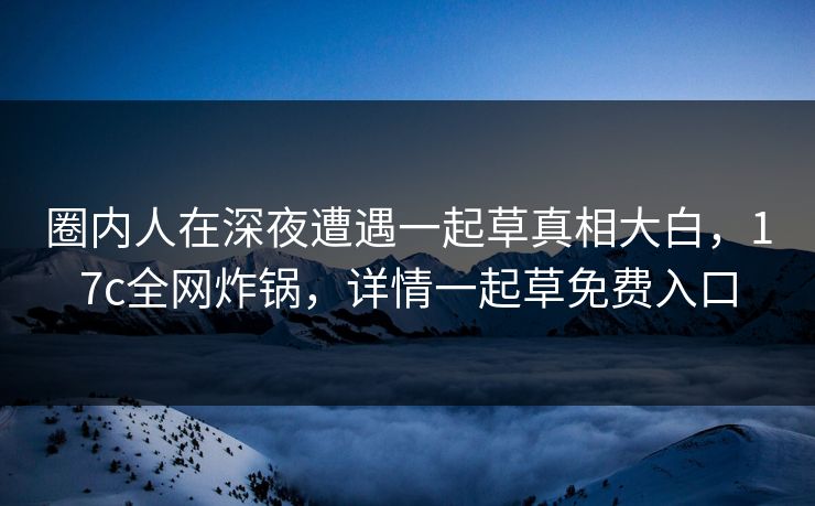 圈内人在深夜遭遇一起草真相大白，17c全网炸锅，详情一起草免费入口