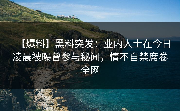 【爆料】黑料突发：业内人士在今日凌晨被曝曾参与秘闻，情不自禁席卷全网